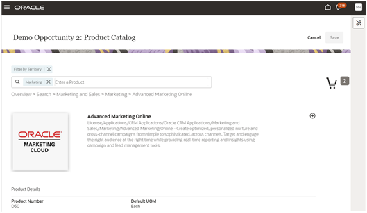 Screenshot of the product detail page for a sample product. The page includes the product name, the product description, and an image.