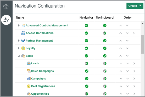 Screenshot of the Navigation Configuration page in the Structure work area.