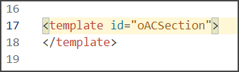 This is a screenshot of the placeholder code for the Oracle Analytics component.
