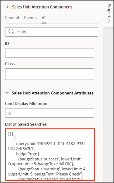 This is a screenshot of how the UUIDs display inside the List of Saved Searches field.