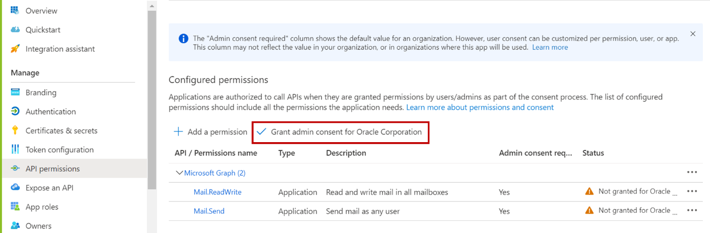Grant admin consent for your tenant.