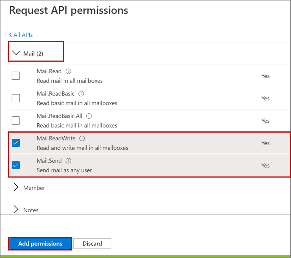 Add mail permissions.