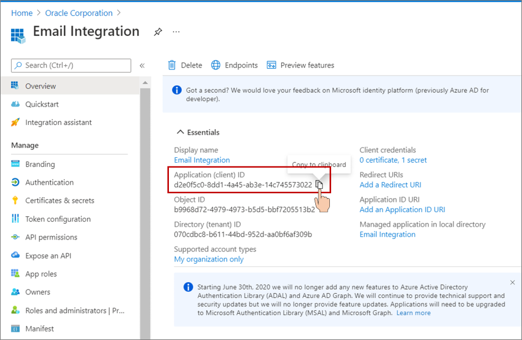 Copy the Application (client) ID