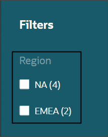 This is a screenshot of the final result of adding a custom Region filter to the Partner Finder application.