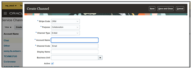 Screenshot of the Create Channel UI from the Service Channels page