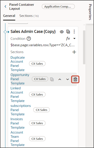 This screenshot illustrates how to delete a panel from a panel layout.