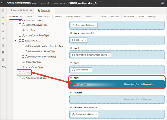 This screenshot illustrates how to add a field to a layout.