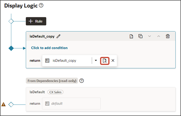 This screenshot illustrates how to edit the layout associated with a rule.