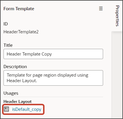 This screenshot illustrates the custom layout that the Header layout template is associated with.