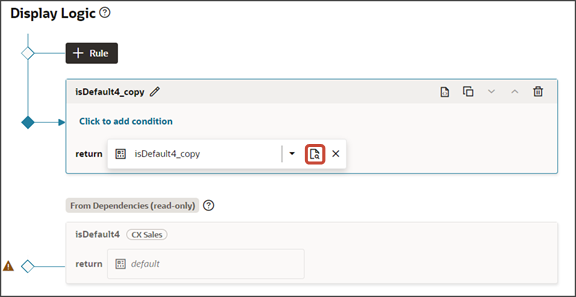 This screenshot illustrates how to edit the layout associated with a rule.