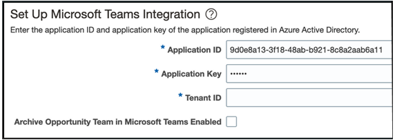Screenshot of the Set Up Microsoft Teams Integration UI
