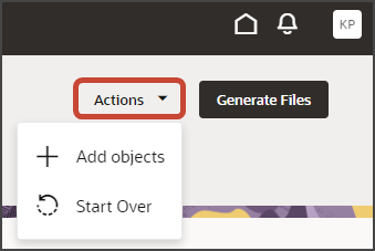 This screenshot illustrates how to add objects to an existing application.