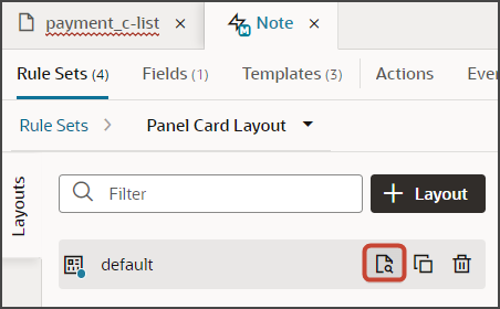 This screenshot illustrates how to open the default layout.