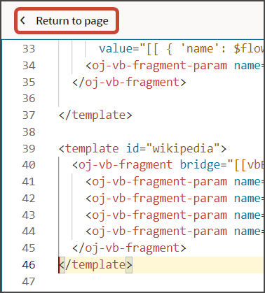 This screenshot illustrates the Return to page link.