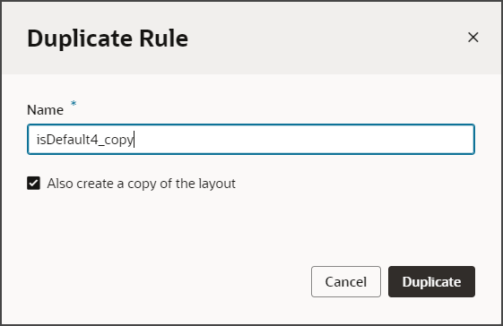 This screenshot illustrates how to duplicate a rule.