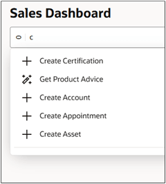 Smart action selection in the Sales Dashboard