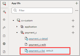 Location of Payment_c-list in the App UI tab.