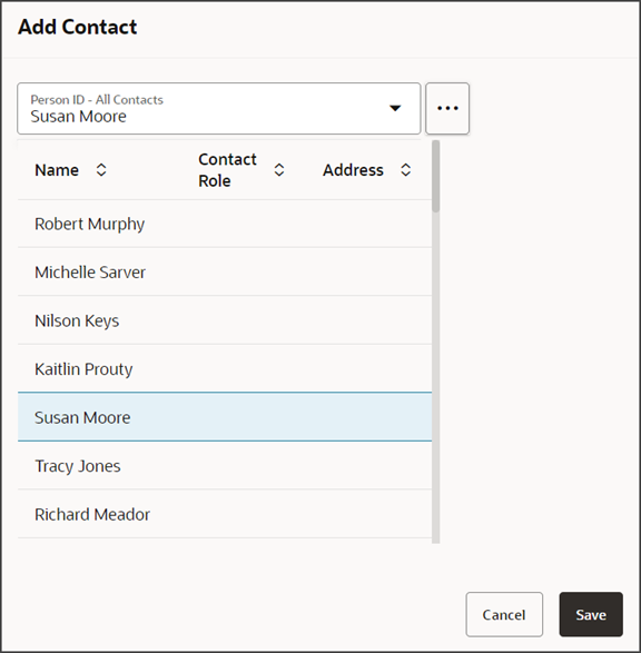 This screenshot illustrates how to use the Contact picker.