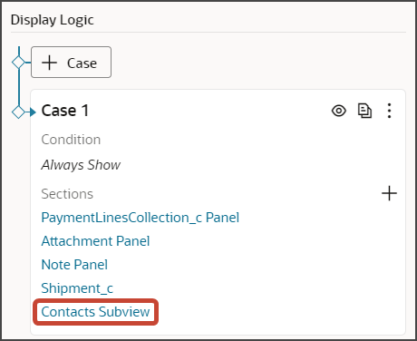 This screenshot illustrates the Contacts Subview section.