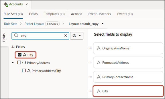 This screenshot illustrates how to quickly find a field.