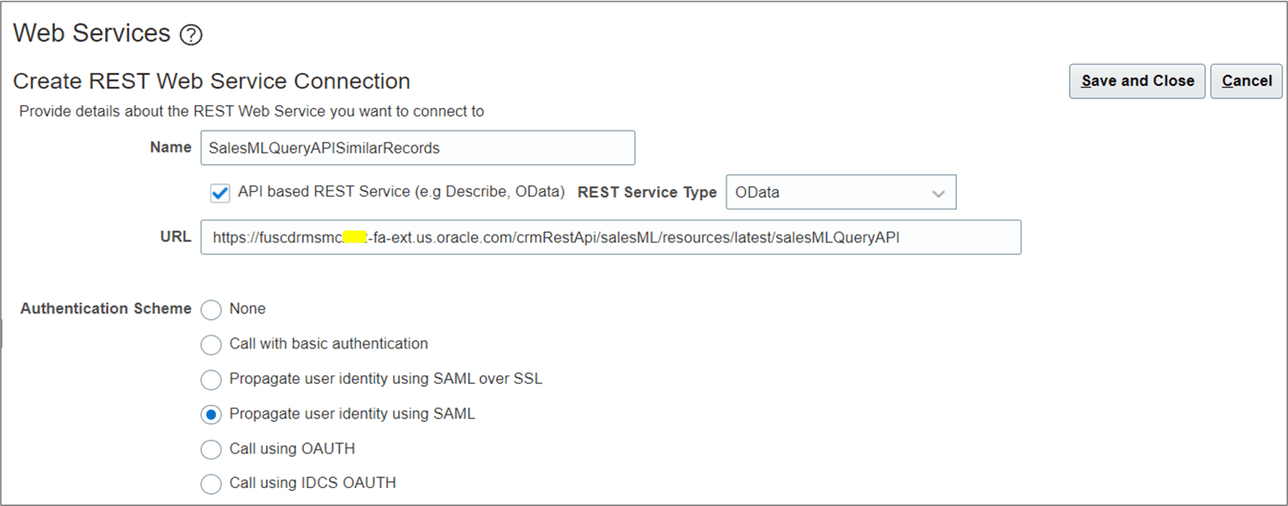 Enter the web service details.