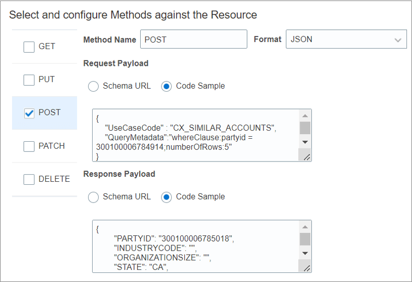 Select the POST configure method.