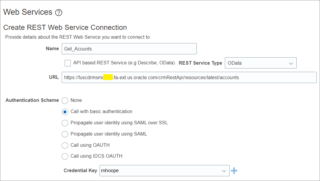 Add the web service details.
