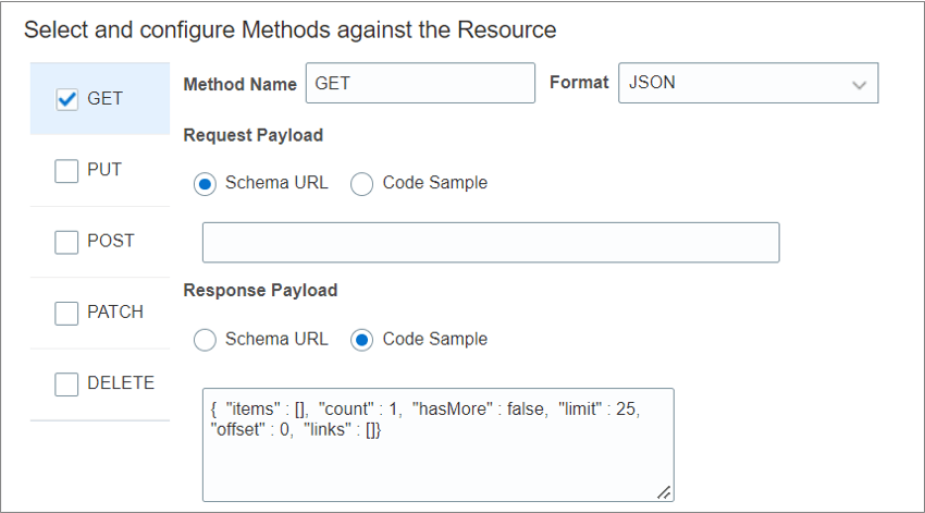 Select the GET configure method.