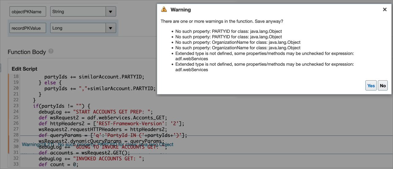 Ignore the warnings and save the script.