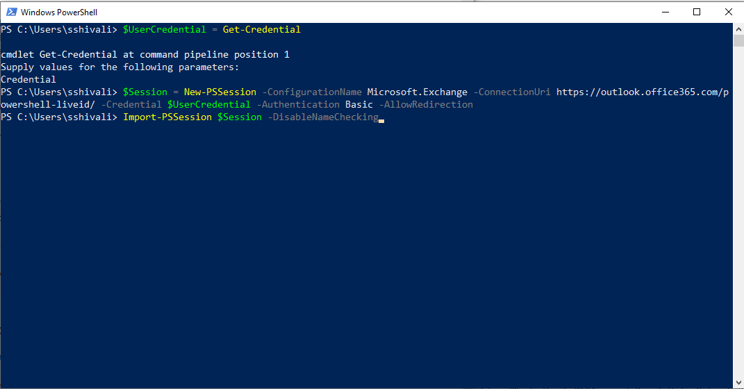 Next, enter the command related to import session.