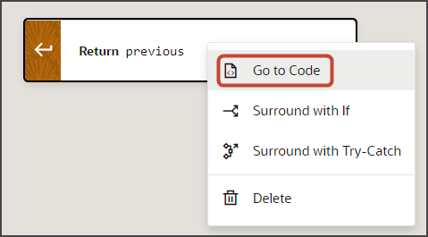 This screenshot illustrates how to view the action chain code.