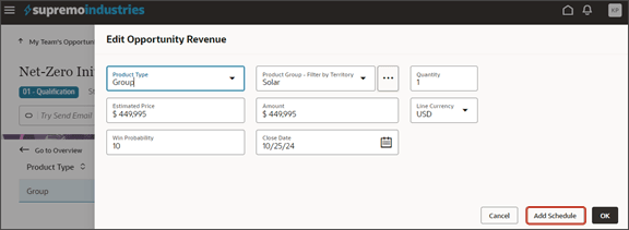 This screenshot illustrates the new Add Schedule button.