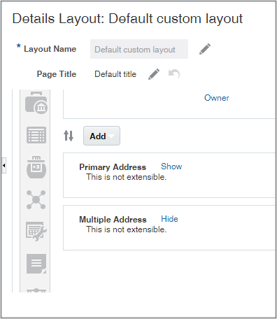 Details Layout showing the settings of the Primary Address and Multiple Address settings for displaying the Multiple Addresses section