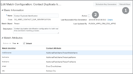 Edit Match Configuration for Contact Duplicate Identification