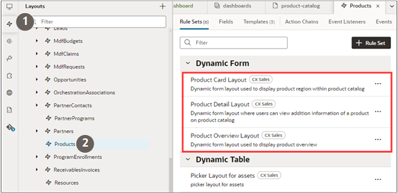 Layouts for products in the Product Catalog