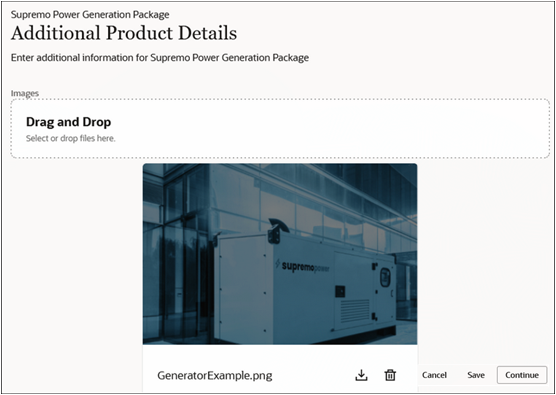 The screenshot is a sample image for the Additional Product Details page.