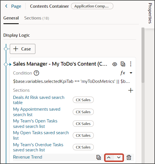 This screenshot illustrates how to reposition a component on a dashboard layout.