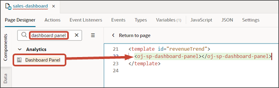 This screenshot illustrates how to drag a fragment to the template editor.