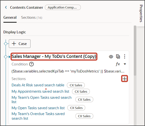 This screenshot illustrates how to add a component to a Sales Dashboard layout.