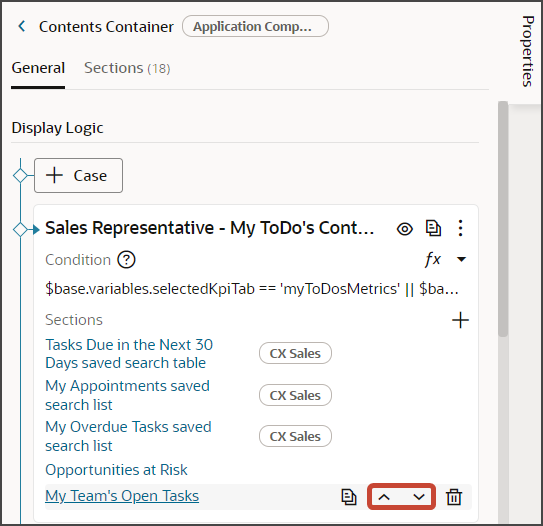 This screenshot illustrates how to reposition a component in a dashboard layout.