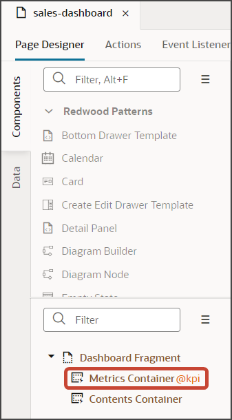 This screenshot illustrates the Metrics Container.