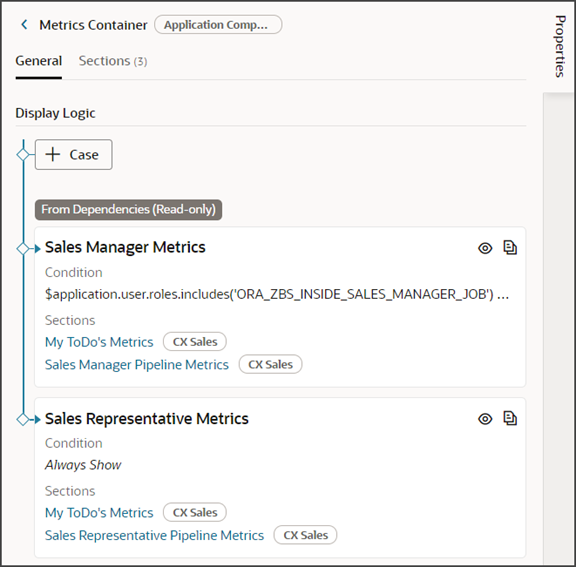 This screenshot illustrates the layouts inside the Metrics Container.