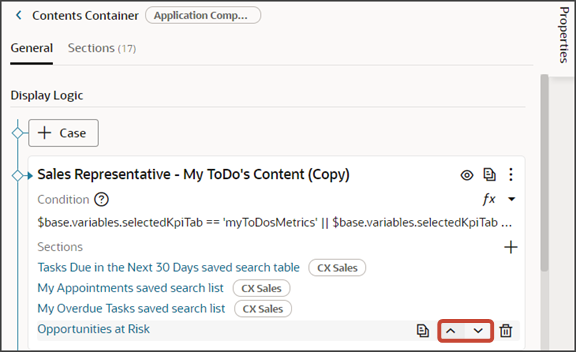 This screenshot illustrates how to reposition a component in a dashboard layout.