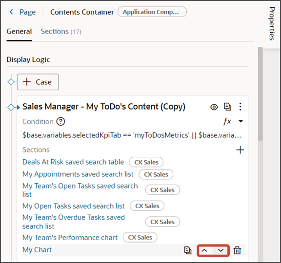 This screenshot illustrates how to reposition a component on a dashboard layout.