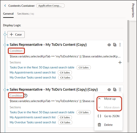 This screenshot illustrates how to change the sequence of dashboard layouts.