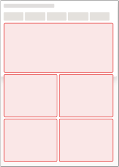 Display of four sections in the above-fold layout