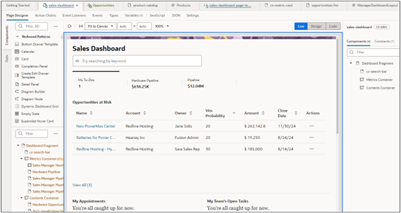 Sales Dashboard page