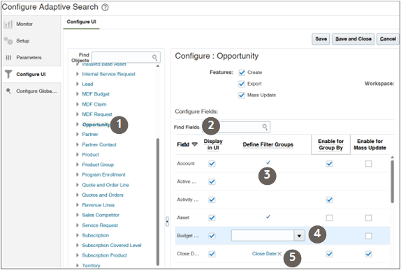 Configure UI page with callouts highlighting the fields described in the text.