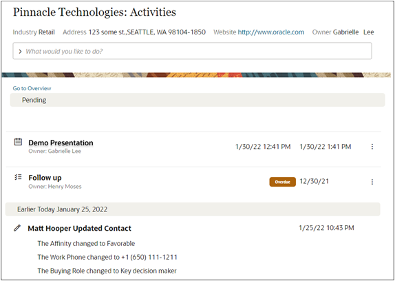 Sample activities