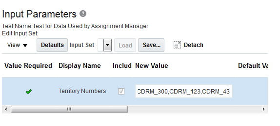 Figure shows an example of the Input Parameters dialog box where user enters parameters in the New Value field
